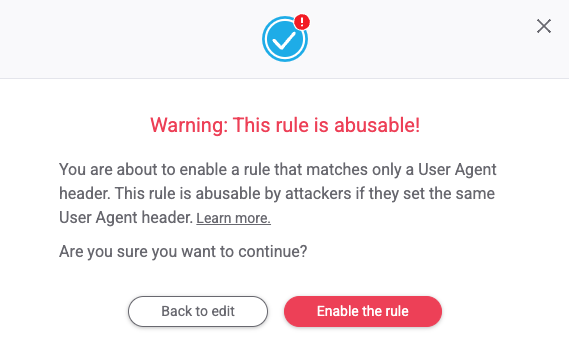 Abusable Custom Rule Warning